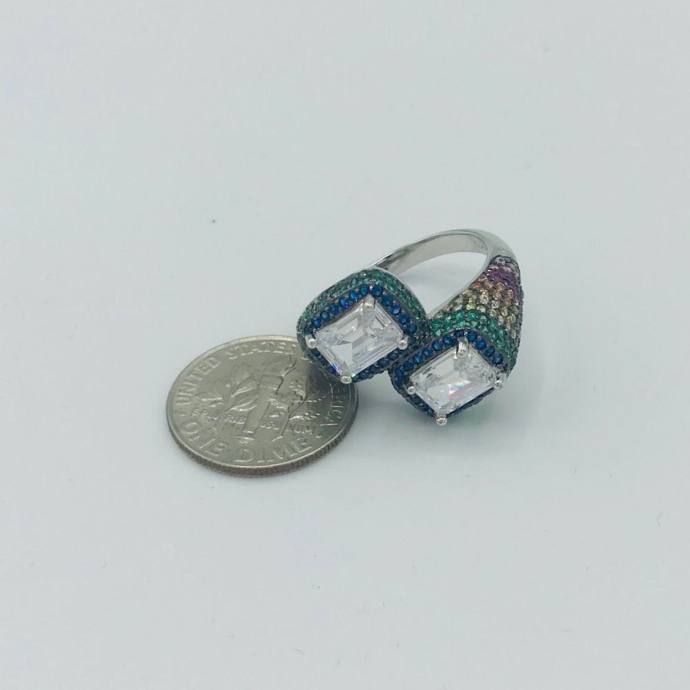 NWT PRIDE RAINBOW STERLING SILVER COCKTAIL RING - Picture 10 of 11